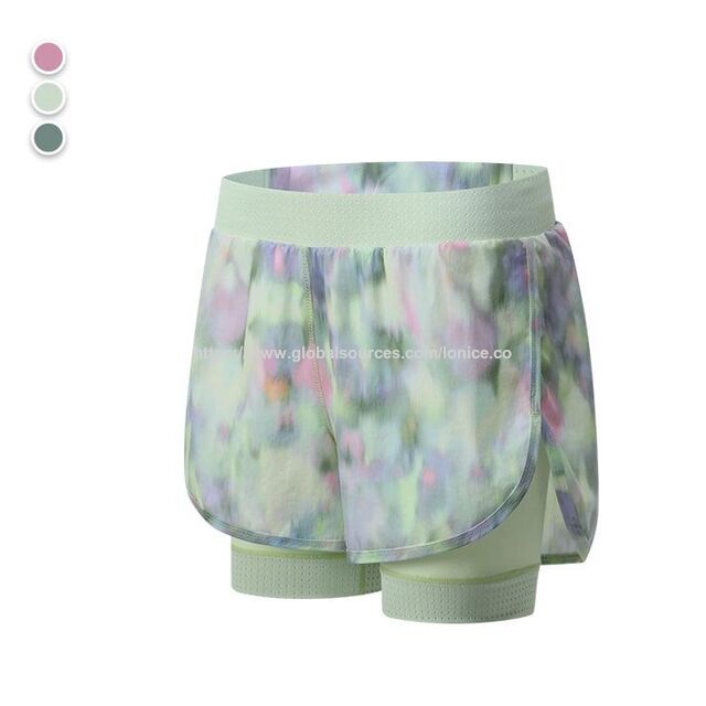 Short de sport 2 en 1 pour femmes, short de course respirant, short de gym à séchage rapide avec poches arrière