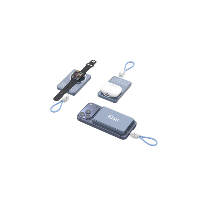 Cargador inalámbrico magnético tres en uno ultradelgado de aleación de aluminio con cable, compatible con OEM y ODM.