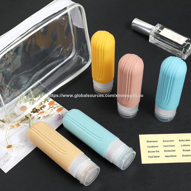 Kit de Botellas de Viaje a Prueba de Fugas de 90 ml/3 oz, Accesorios, Contenedores Portátiles para Artículos de Aseo, Juego de Botellas de Silicona Personalizadas para Viaje