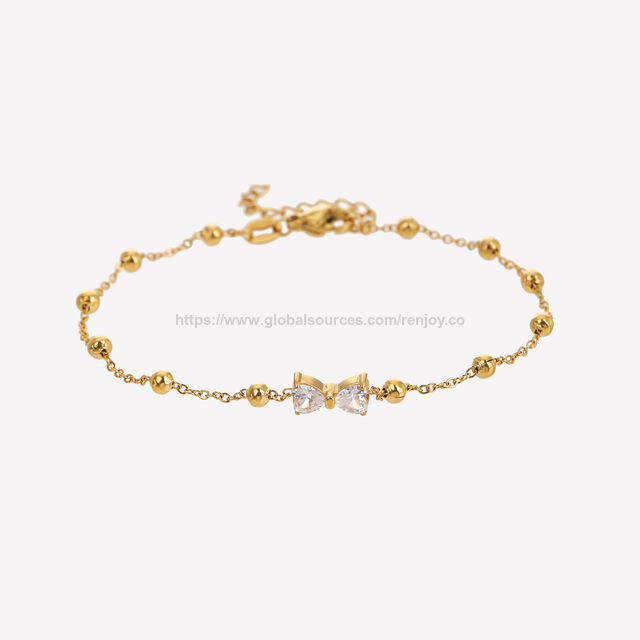 Goldarmband 18K Edelstahl Zirkon Beschichtetes Armband für täglichen und Party-Schmuck