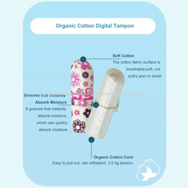 Menstruations-Einwegtampons Damenhygieneprodukte Biologisch abbaubare Bio-Baumwoll-Tampons zur Großhandelsbestellung