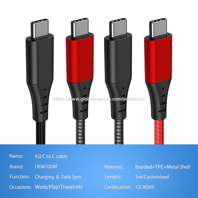 Câble USB Type C 4.0 1M 0.5M 80G 8K USB4 Câble Coaxial Charge Rapide Câble de Données PD 240W 4K60Hz USB-C vers USB-C pour Moniteur Vidéo PC