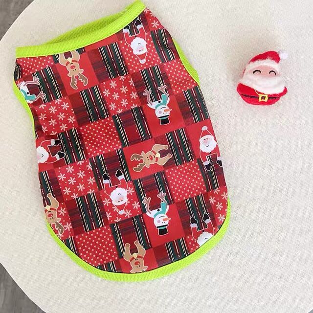 Atacado Pet Ano Novo Festa Fantasias Gato Cão T-shirt Colete Top Engraçado Cosplay Fantasias de Natal para Cães Gatos Roupas de Papai Noel