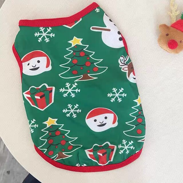 Atacado Pet Ano Novo Festa Fantasias Gato Cão T-shirt Colete Top Engraçado Cosplay Fantasias de Natal para Cães Gatos Roupas de Papai Noel