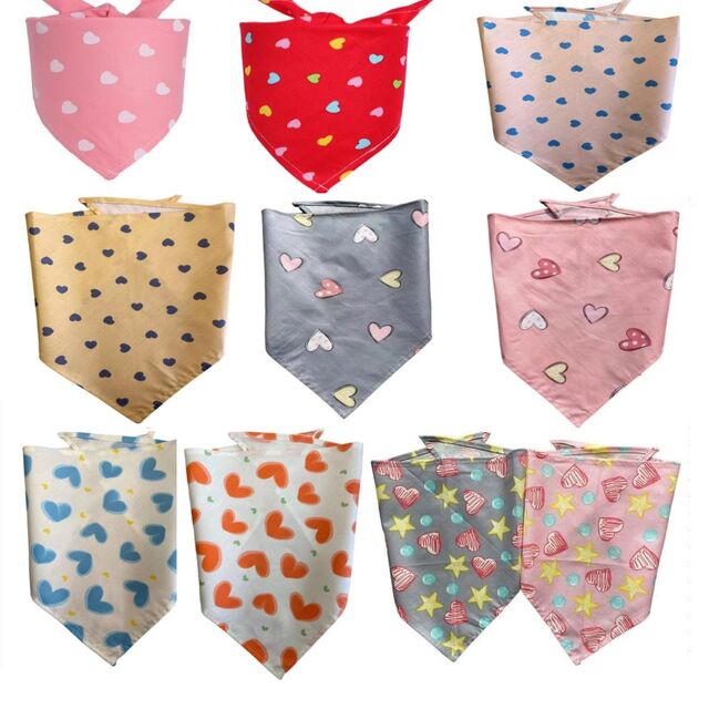 Bandana/Foulard spécial en coton pour animaux de compagnie, chiens, chiots et chats pour la Saint-Valentin - Accessoires de fête et produits de toilettage