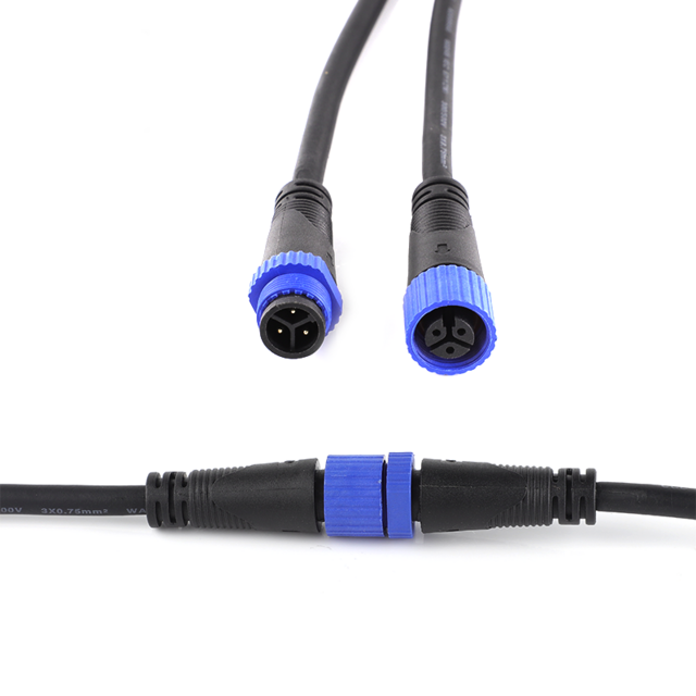 Conector impermeable electrónico para almacenamiento de energía doméstica M15, nylon, azul, con tuerca de tornillo