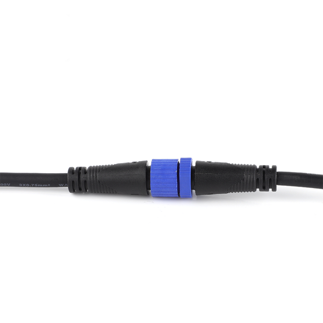 Conector impermeable electrónico para almacenamiento de energía doméstica M15, nylon, azul, con tuerca de tornillo