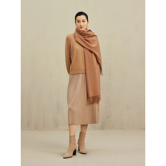 Écharpes d'hiver avec nouveau logo de marque, châle en cachemire de couleur pure haut de gamme, conception à glands de grande taille et coupe longue pour femmes, vêtement de luxe