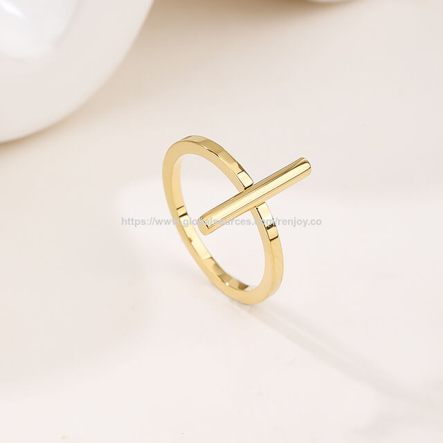Damen Goldring farbveränderungsfrei, Exquisiter 14K vergoldeter, stapelbarer, dünner Daumenring, modischer rosafarbener Ehering
