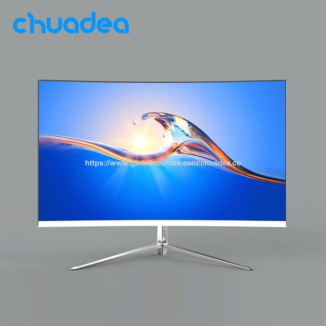 Monitor gaming melengkung 24 inci R1500 grosir, monitor HDR warna putih dan hitam untuk penggunaan gamer, monitor FHD 200Hz