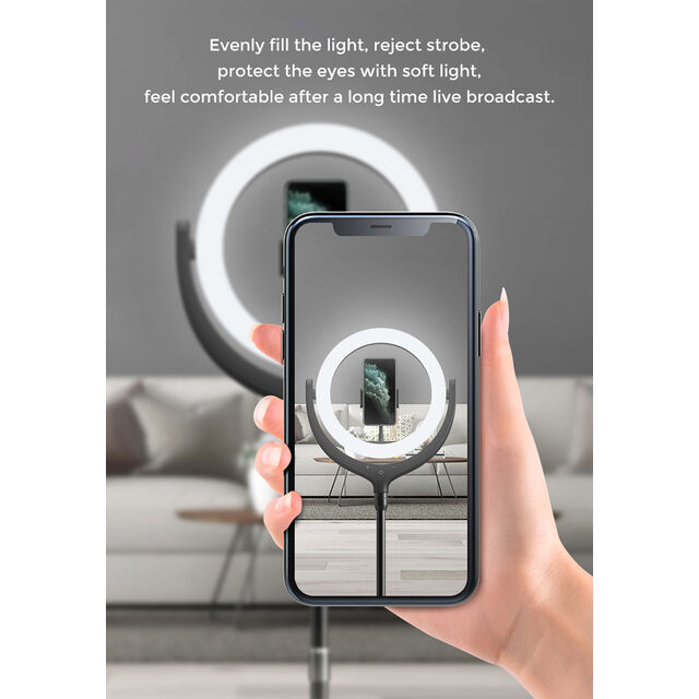 Anillo de Luz LED para Selfies con Soporte para Teléfono Móvil, Lámpara de Escritorio Perezosa para Maquillaje y Transmisiones en Vivo de YouTube