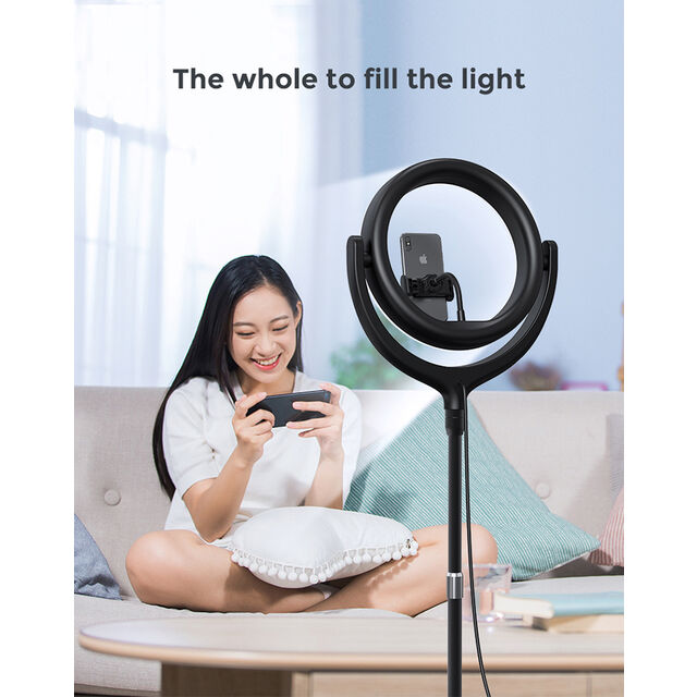 Anillo de Luz LED para Selfies con Soporte para Teléfono Móvil, Lámpara de Escritorio Perezosa para Maquillaje y Transmisiones en Vivo de YouTube