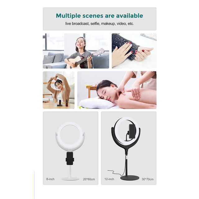 Anillo de Luz LED para Selfies con Soporte para Teléfono Móvil, Lámpara de Escritorio Perezosa para Maquillaje y Transmisiones en Vivo de YouTube