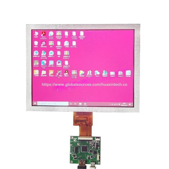 Module TFT 8 pouces avec carte HDMI, résolution 1024x768, interface LVDS 40 broches, 500 cd/m² - Idéal pour applications industrielles et commerciales.