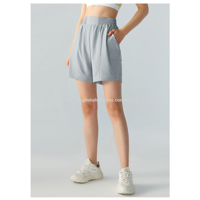 Short de sport pour femmes, taille haute, short de course avec poches, short de gym à séchage rapide