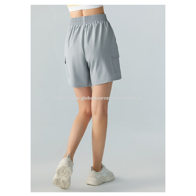 Short de sport pour femmes, taille haute, short de course avec poches, short de gym à séchage rapide