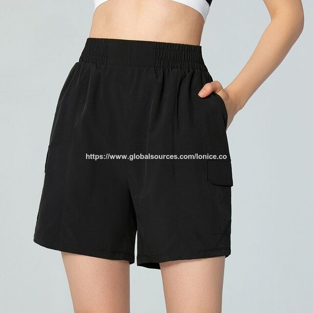 Short de sport pour femmes, taille haute, short de course avec poches, short de gym à séchage rapide