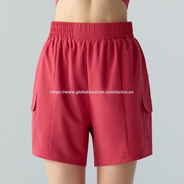 Short de sport pour femmes, taille haute, short de course avec poches, short de gym à séchage rapide
