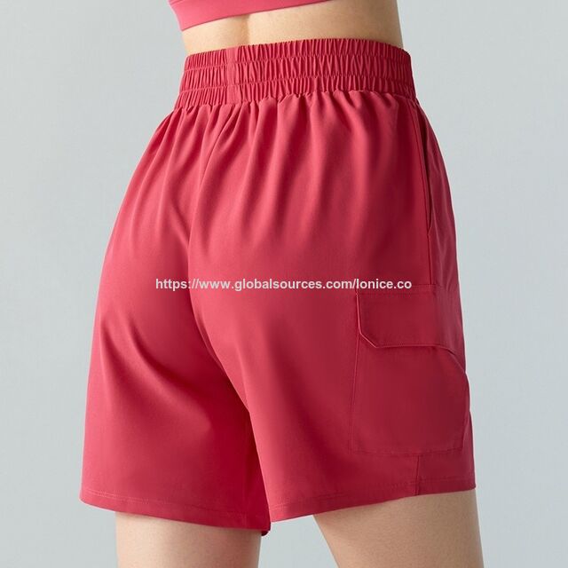 Short de sport pour femmes, taille haute, short de course avec poches, short de gym à séchage rapide