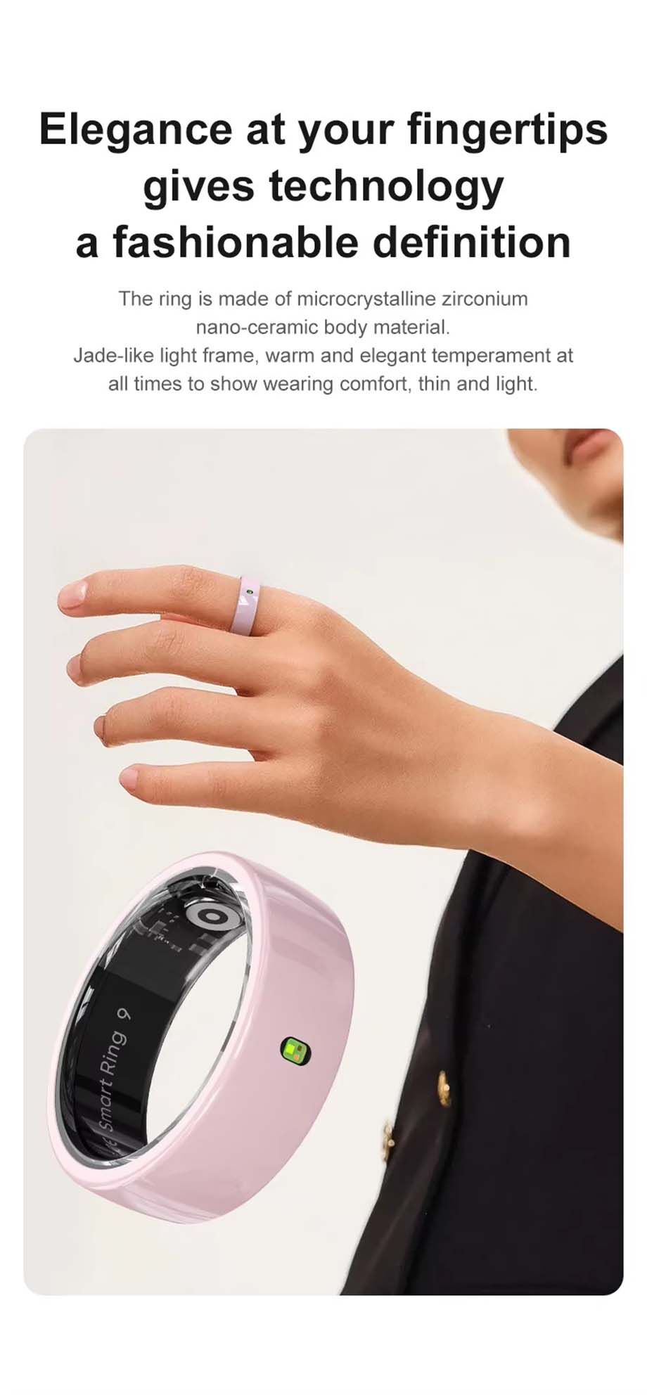 Smart Touch Control Ring With Nfc Temperature Health Sleep Monitoring ...