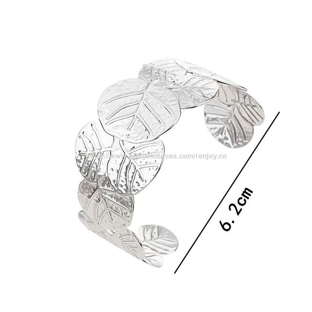 Pulseira bracelete feminina prateada em aço inoxidável 316L, design simples, pulseira banhada a ouro rosa