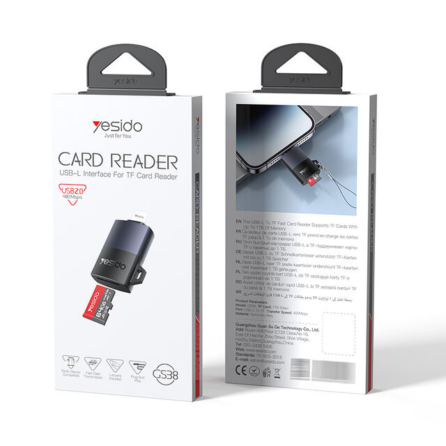Lecteur de Carte TF Yesido Interface IP Haute Vitesse en Alliage d'Aluminium Support 1TB Plug and Play