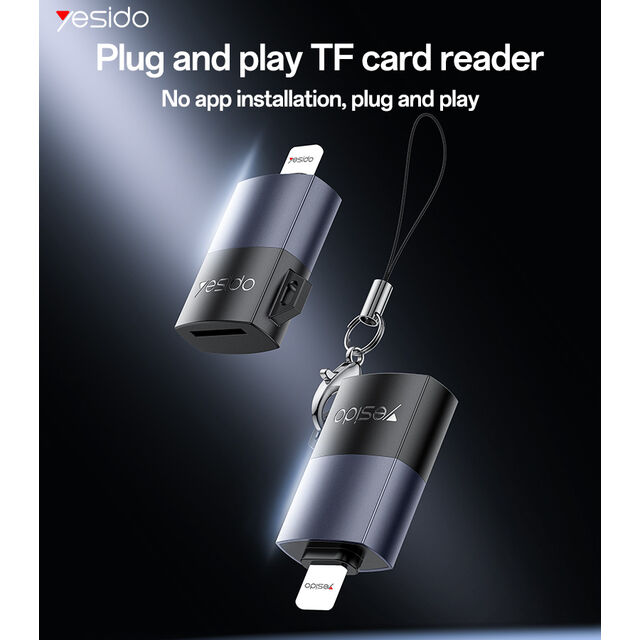 Lecteur de Carte TF Yesido Interface IP Haute Vitesse en Alliage d'Aluminium Support 1TB Plug and Play