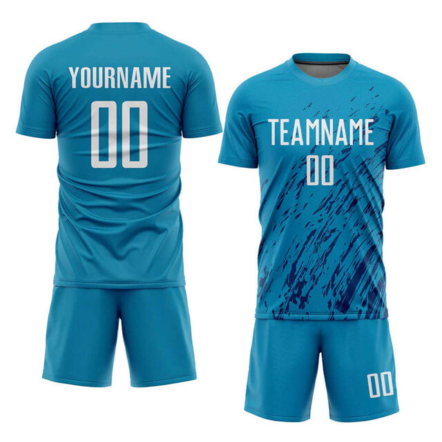 Maillot de football à sublimation personnalisé Panthère Bleu Blanc Noir - Uniforme de football entièrement personnalisable et maillots de football