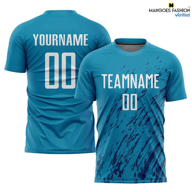Maillot de football à sublimation personnalisé Panthère Bleu Blanc Noir - Uniforme de football entièrement personnalisable et maillots de football