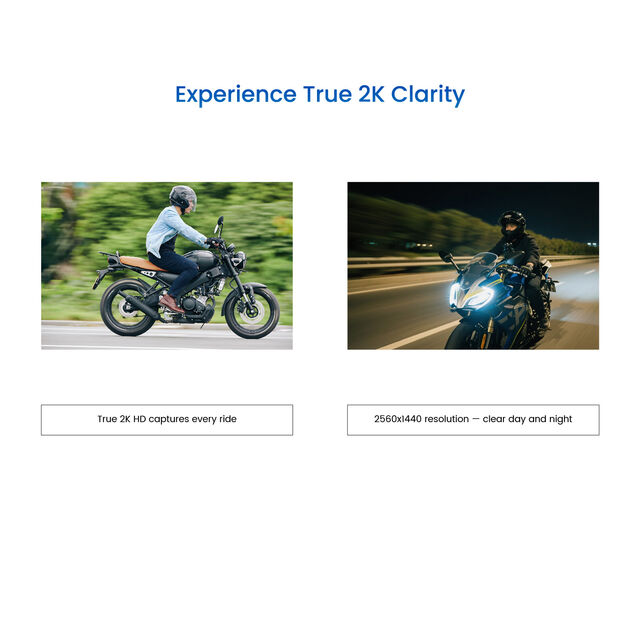 2K Motorrad Dashcam, 140° Weitwinkel, IP67 wasserdicht, Loop- & Notfallaufnahme, 3 Halterungen für verschiedene Szenarien
