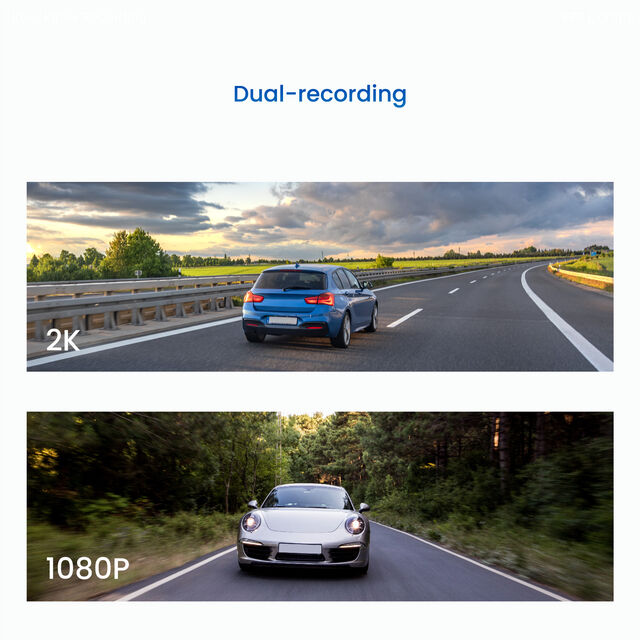 2K+1080P Dual Dashcam, Mini-Dashcam mit Super-Nachtsicht, Loop-Aufnahme, G-Sensor, 24-Stunden-Parkmonitor, unterstützt max. 256 GB