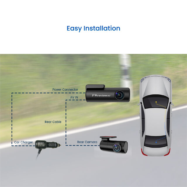2K+1080P Dual Dashcam, Mini-Dashcam mit Super-Nachtsicht, Loop-Aufnahme, G-Sensor, 24-Stunden-Parkmonitor, unterstützt max. 256 GB