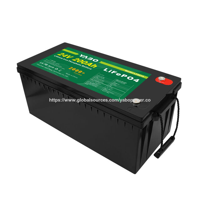 YABO Bateria de fosfato de ferro-lítio de 24V 200Ah, um módulo de bateria solar off-grid de ciclo profundo para pacotes de baterias de backup