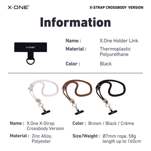 X.One X-Strap Correa Cruzada Ajustable para Teléfonos Móviles - Fundas con Correa para Hombro y Muñeca