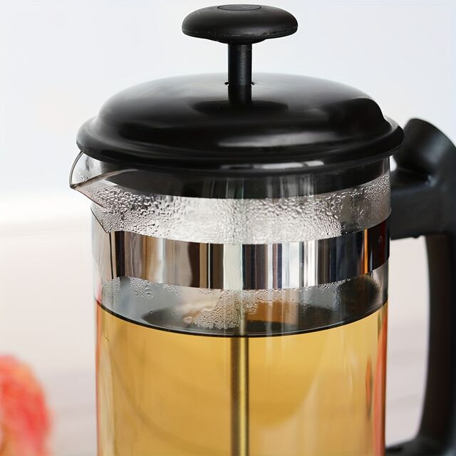 Cafetera de Prensa Francesa de 1000 ml - Vidrio Grueso Resistente al Calor, Acero Inoxidable 304, Base de Silicona Antideslizante, Ideal para el Hogar y la Oficina