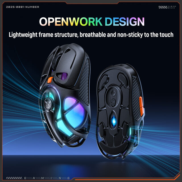 ONIKUMA DM02 Souris Gaming Sans Fil Tri-Mode 16000 DPI avec 4 Boutons Latéraux Programmables et RGB Personnalisable