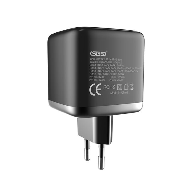 65W 3-in-1 tragbares Handy-Ladegerät mit integriertem Typ-C-Kabel für iPhone - Schnell und effizient laden
