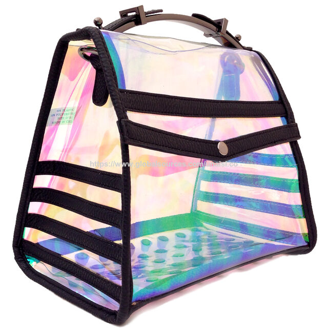 Transparente Handtasche aus dickem PVC mit Schultergurt für Damen - Durchsichtige Umhängetasche