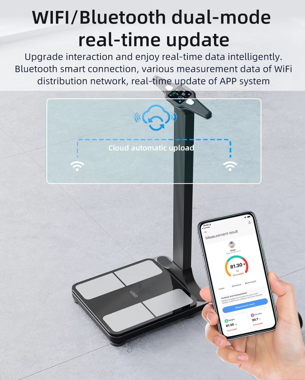 Large Colorful TFT Body Scan Scale Automatic Measurement Smart Digital ...