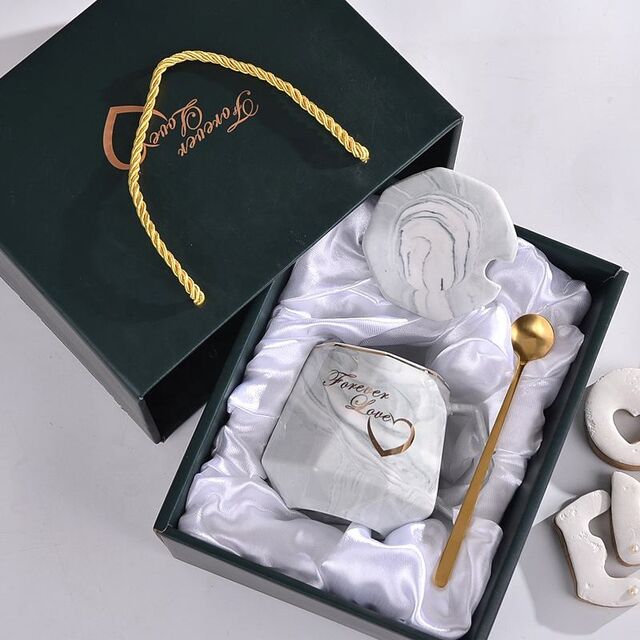 Taza Clásica de Cerámica para Café y Leche para Parejas, Taza de Oficina en Caja de Regalo para Fiestas con Logo - Sets de Regalo para Mujeres y Niñas con Caja, Superventas