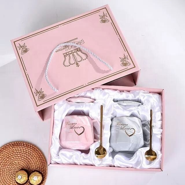 Taza Clásica de Cerámica para Café y Leche para Parejas, Taza de Oficina en Caja de Regalo para Fiestas con Logo - Sets de Regalo para Mujeres y Niñas con Caja, Superventas