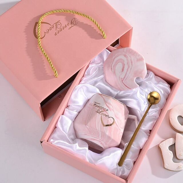 Taza Clásica de Cerámica para Café y Leche para Parejas, Taza de Oficina en Caja de Regalo para Fiestas con Logo - Sets de Regalo para Mujeres y Niñas con Caja, Superventas
