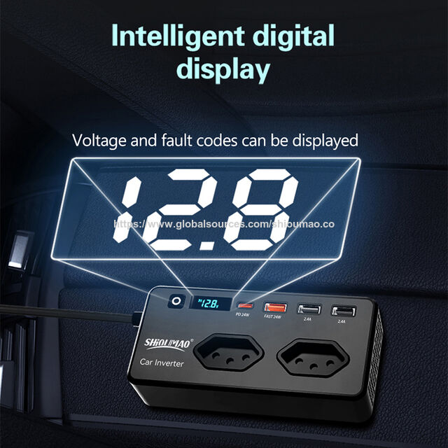 Onduleur de Voiture 200W le Plus Vendu au Brésil avec Affichage Numérique, Charge Rapide et Convertisseur Haute Efficacité