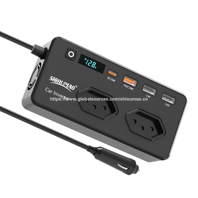 Onduleur de Voiture 200W le Plus Vendu au Brésil avec Affichage Numérique, Charge Rapide et Convertisseur Haute Efficacité