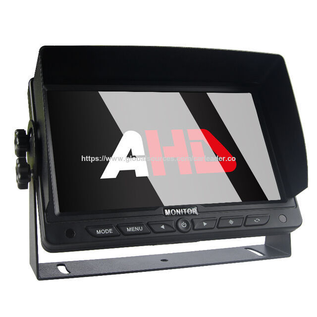7-Zoll-AHD-Auto-Monitor im Großhandel, 2 AHD-Videoeingänge und 2 Triggerdrähte, 1024*RGB*600 Rückfahr-Monitor mit Klick-Taste