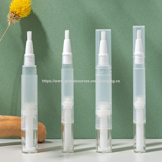 Vente en gros Stylo à huile pour cuticules rond en plastique PP transparent 2ml 4ml Emballage vide rechargeable Logo personnalisé pour usage cosmétique