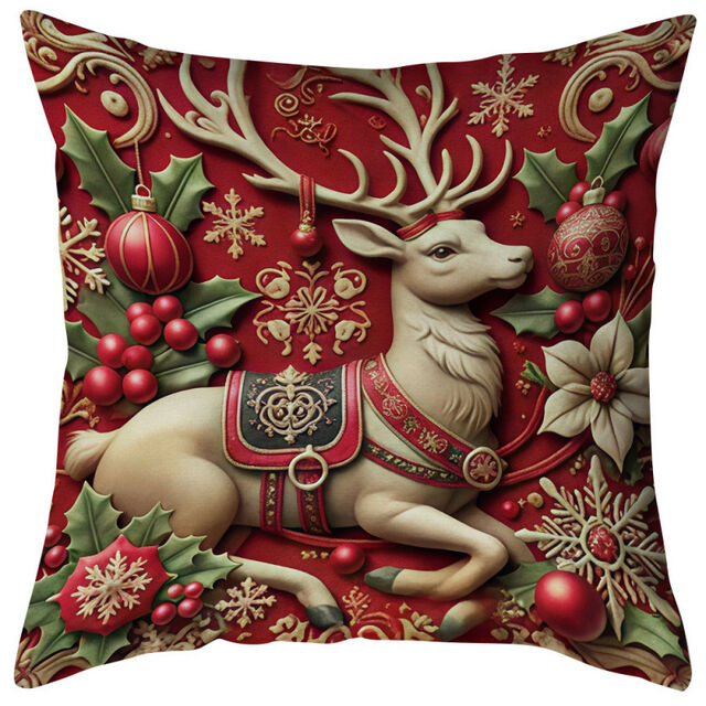 Funda de Almohada Navideña de Papá Noel, Muñeco de Nieve y Alce, Ideal para Decoración Navideña de Invierno en Salón, Sofá o Dormitorio