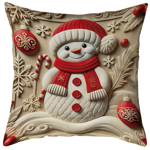 Funda de Almohada Navideña de Papá Noel, Muñeco de Nieve y Alce, Ideal para Decoración Navideña de Invierno en Salón, Sofá o Dormitorio
