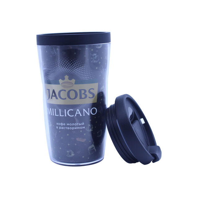 Garrafa de água de plástico de parede dupla com impressão de logotipo disponível
