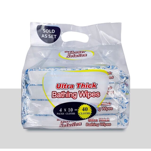 Lingettes Pré-humidifiées pour Adultes, Lingettes Corporelles Jetables, Lingettes Douces Non Parfumées